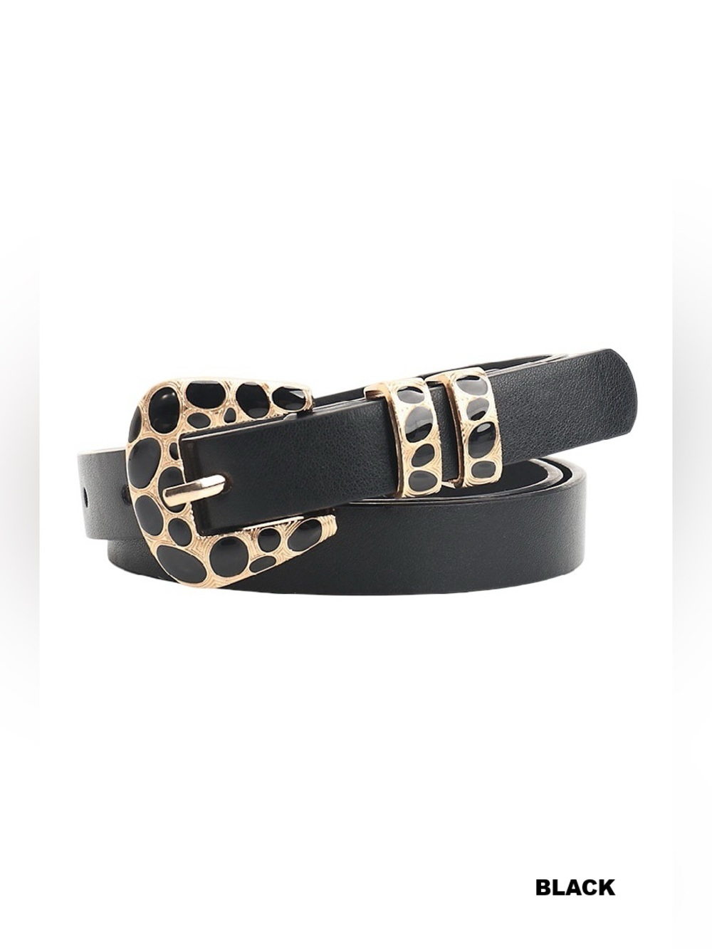 Zenana LEOPARD BUCKLE BELT-Black